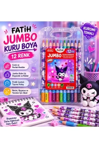 Kuromi Temalı 12 Renk Jumbo Kuru Boya Seti Üçgen Gövde Pratik Çantalı